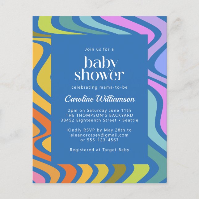 Baby shower bleu Super rétro Abstrait (Devant)