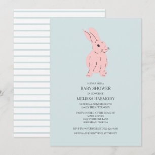 Baby shower Bleu Sweet Bunny Invitation