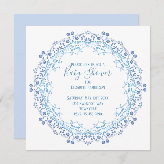 Baby shower Bleu Vert Moderne Cute Mandala (Devant / Derrière)