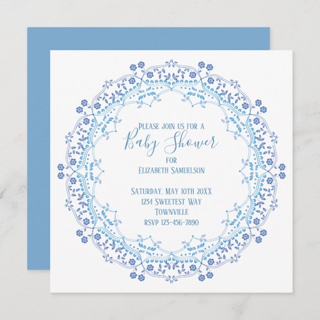 Baby shower Bleu Vert Moderne Cute Mandala (Devant / Derrière)