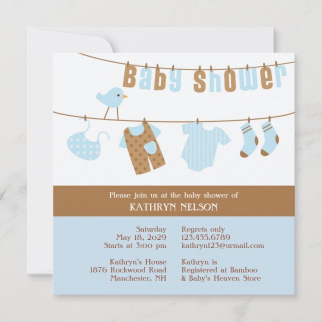 Baby shower Blue Boy Invitation (Devant)
