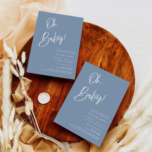 Baby Shower Blue Boy | Invitation Moderne pour Gar (Créateur téléchargé)