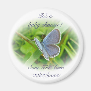 Baby shower Blue Butterfly Save The Date Aimant