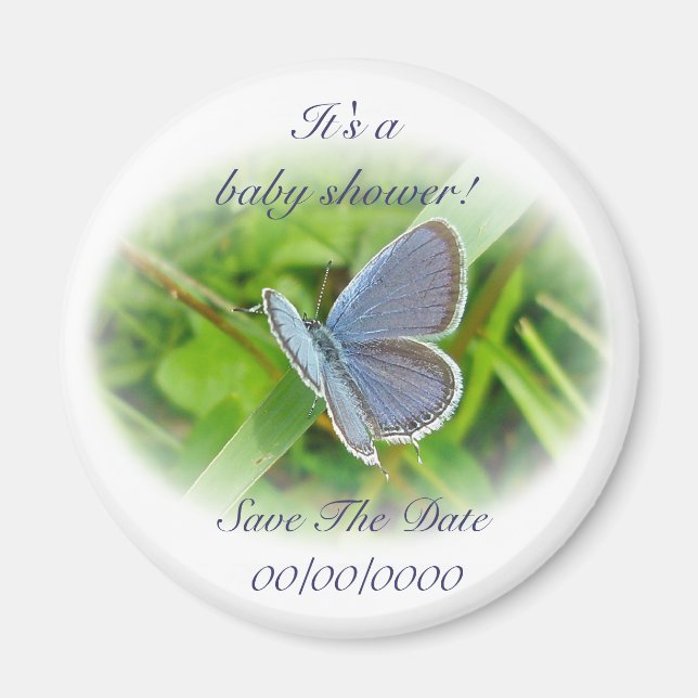 Baby shower Blue Butterfly Save The Date Aimant (Devant)