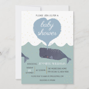 Baby shower Blue Cute Whale Invitation