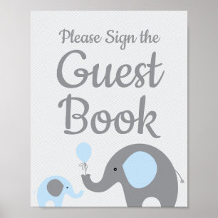 Baby shower Blue Elephant Signer le livre d'or
