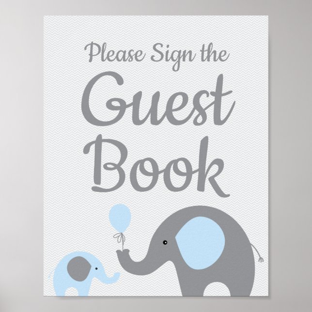 Baby shower Blue Elephant Signer le livre d'or (Devant)