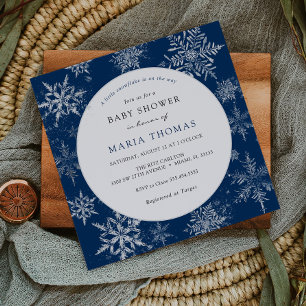 Baby shower Blue Little Snowflake Invitation