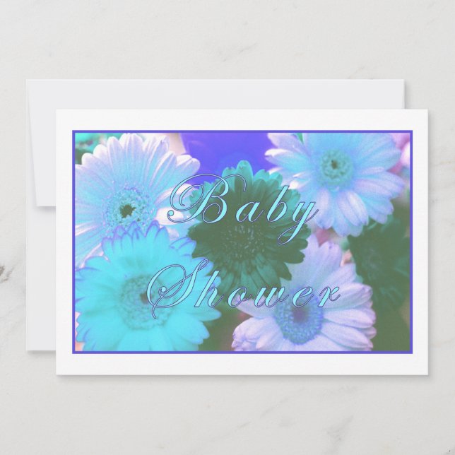 Baby shower Blue Moon Daisy Invitation (Devant)