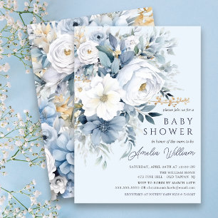 Baby shower Blue Petal Boys Invitation