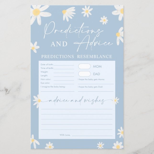 Baby shower Blue Predictions et carte de conseil (Devant)
