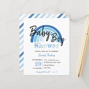 Baby shower Blue Rainbow Boy Budget Invitation