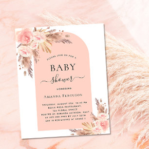 Baby shower blush pampas herbe invitation