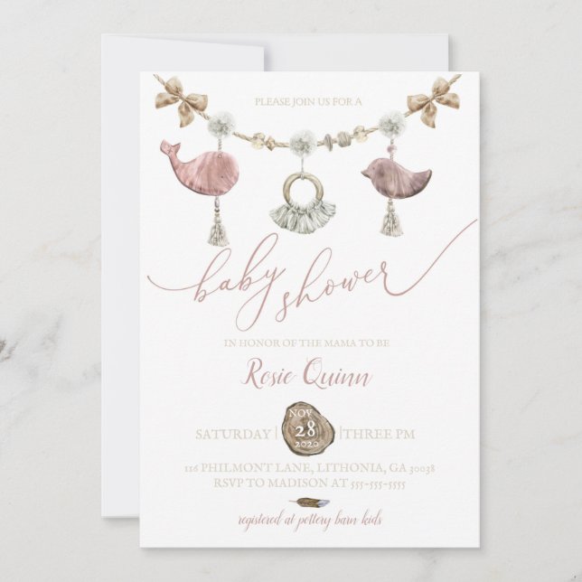 Baby shower Boho Invitation Baby shower Macrame (Devant)