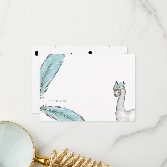 Baby shower Boho Lama Merci Note (Devant/Arrière en situation)