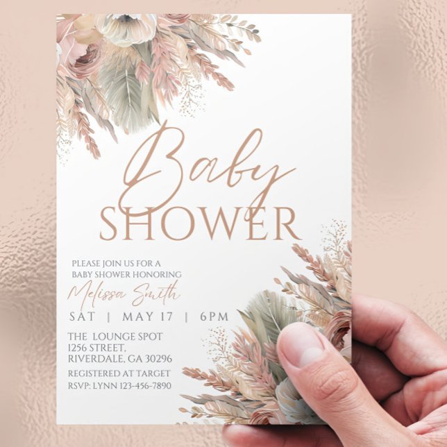 Baby shower Boho modifiable Invitation Genre Neutr (Créateur téléchargé)
