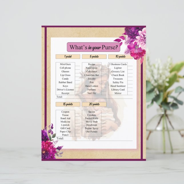 Baby shower Boho pourpre Quoi dans votre jeu Purpl (Debout devant)