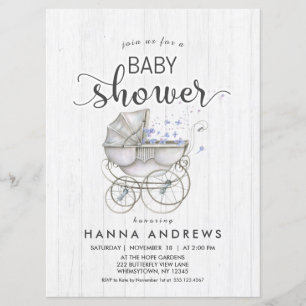 Baby shower Bois blanc & Carriage Boy Invitation