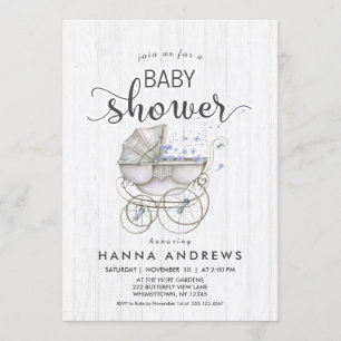 Baby shower Bois blanc & Carriage Boy Invitation