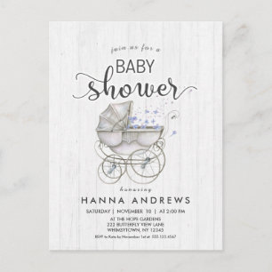 Baby shower Bois blanc & Carriage Boy Invitation