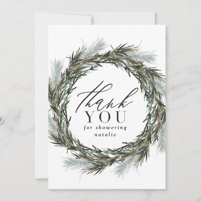 Baby shower botanique de l'aquarelle d'hiver merci (Devant)
