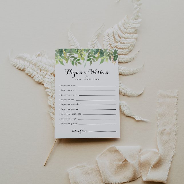 Baby shower botanique verdoyant Carte d'Espoirs et (Créateur téléchargé)