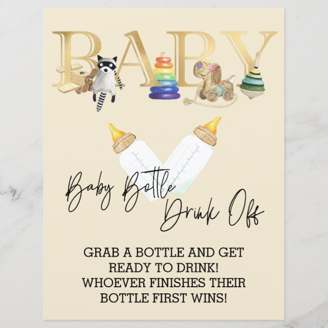 Baby shower Bouteille Boire de Chug Jeu (Devant)