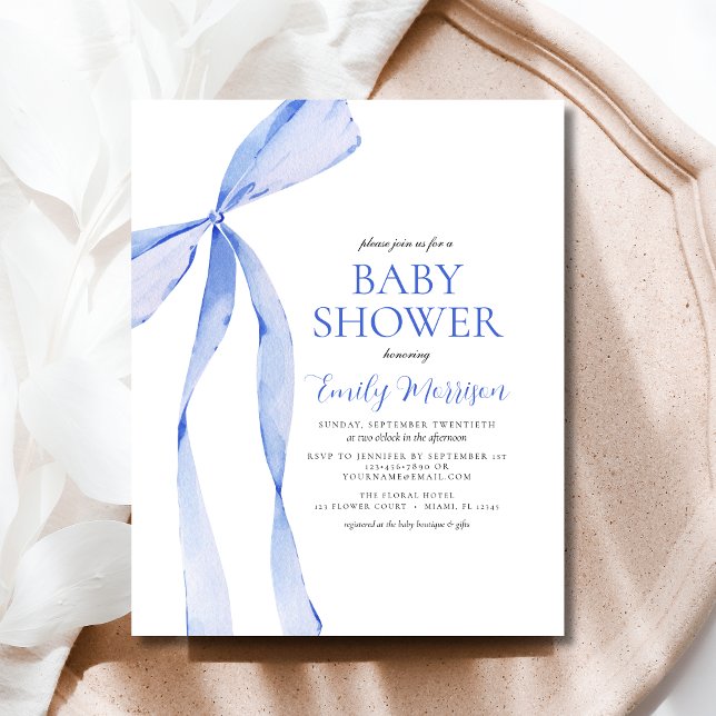 Baby shower Bow Bow Blue Watercolor Budget (Créateur téléchargé)