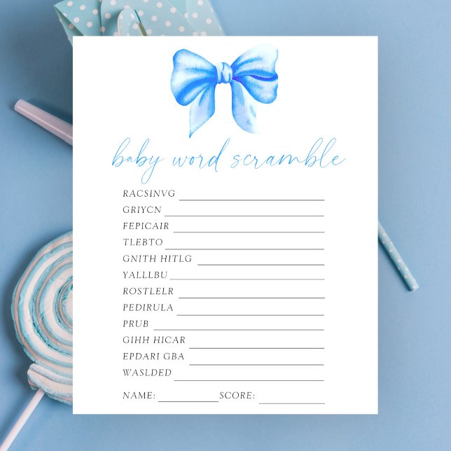Baby shower Bow Word scramble baby shower jeu (Créateur téléchargé)