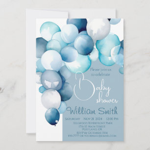 Baby shower Boy bleu ballons arch Invitation