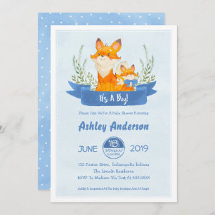 Baby shower Boy Invitation de Woodland Fox Waterco