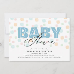 Baby shower Boy Pastel Dots Invitation