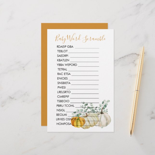 Baby shower Brouillard Automne Citrouille Vert (Devant/Arrière en situation)