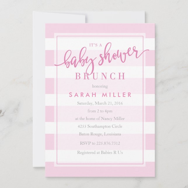 Baby shower Brunch Invitation Grandes Fille (Devant)