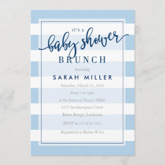 Baby shower Brunch Invitation Stripes Garçon