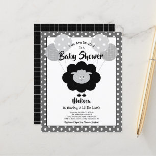 Baby shower Budget Amusant Black White Lamb Invita