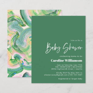 Baby-Shower Budget Artsy Abstrait Aquarelle Verte