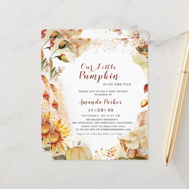 Baby Shower Budget Automne Tournesol  (Devant/Arrière en situation)