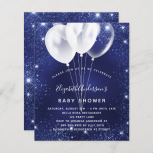 Baby shower budget bleu marine invitation ballon b