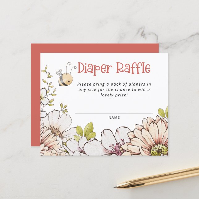 Baby Shower Budget Bumblebee Corail Tirage au sort (Devant/Arrière en situation)