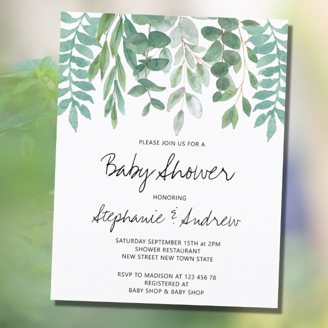 Baby shower Budget Eucalyptus Green Invitation (Créateur téléchargé)