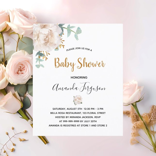 Baby shower budget fleuri eucalyptus verdure (Créateur téléchargé)
