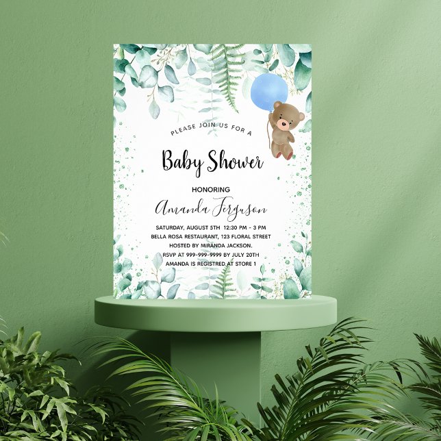 Baby shower budget jeune garçon eucalyptus invitat (Créateur téléchargé)
