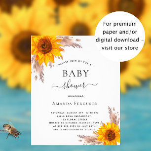 Baby shower budget pampas herbe tournesol blush