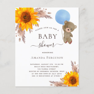 Baby shower budget pampas tournesol ours garcon