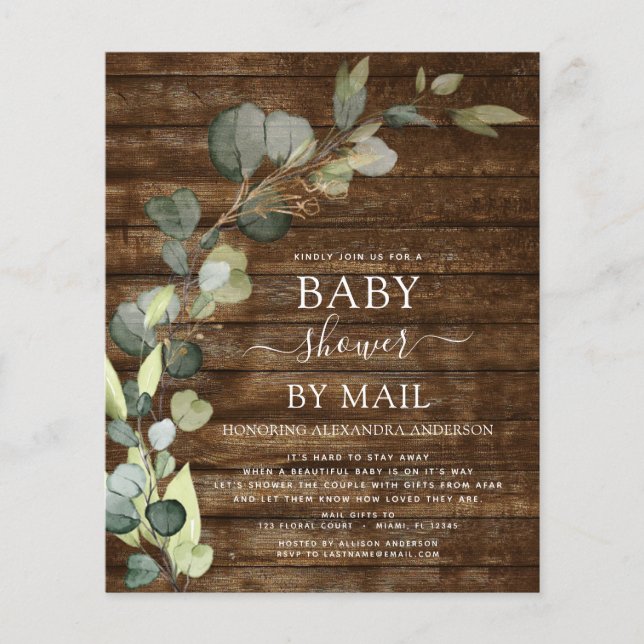 Baby shower Budget Par Mail Greenery Eucalyptus (Devant)