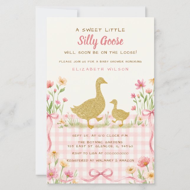 Baby Shower Budget Rose Bow Floral Silly Goose Béb (Devant)
