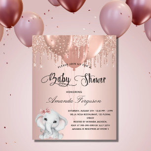 Baby shower budget rougir rose fille éléphant