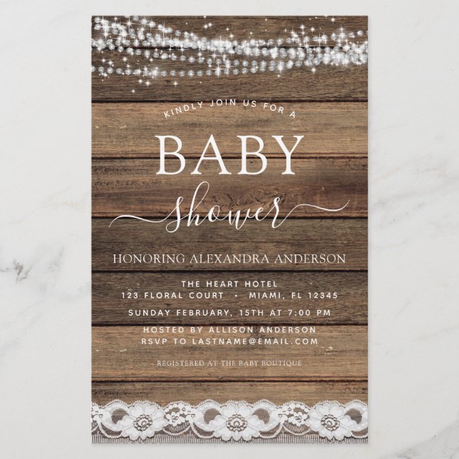 Baby shower Budget Rustique Farmhouse Lace (Devant)