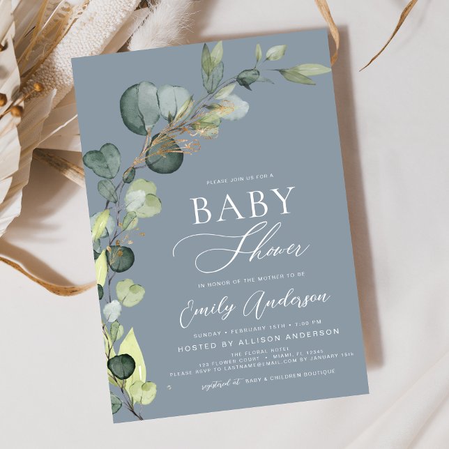 Baby shower Budget Vert Eucalyptus Invitations (Créateur téléchargé)